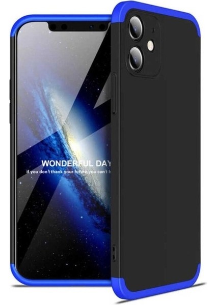 Apple iPhone 12 Mini Uyumlu Kılıf Zore Ays Kapak, Siyah-Mavi