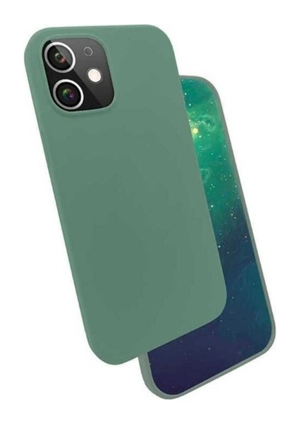 Apple iPhone 12 Mini Uyumlu Kılıf Zore Silk Silikon, Koyu Yeşil