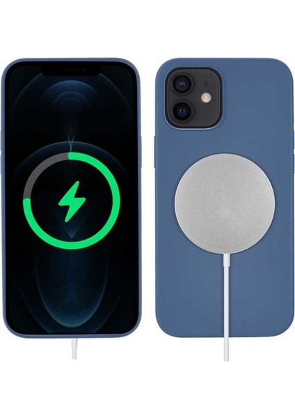 Apple iPhone 12 Mini Uyumlu Kılıf Zore Silksafe Wireless Kapak, Mavi