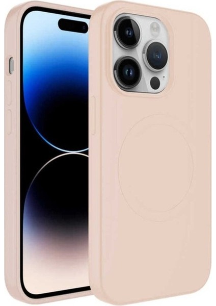 Apple iPhone 12 Pro Max Uyumlu Kılıf Magsafe Wireless Şarj Özellikli Pastel Renk Silikon Zore Plas Kapak, Pembe Açık