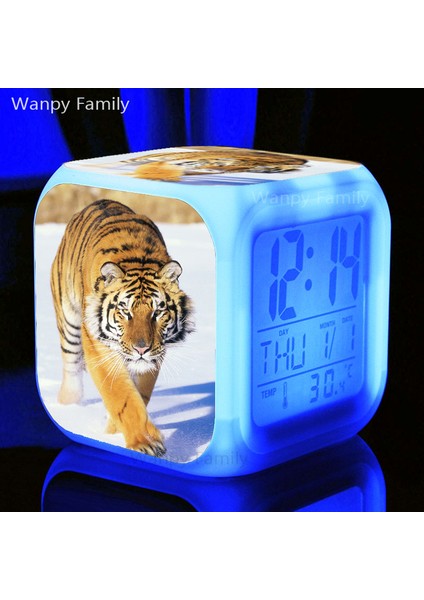 Altın Kaplan 7 Renk Parlayan LED Dijital Alarmlı Saat Saat Çocuklar Hediyeler Ev Dekor Dokunmatik Algılama Uyandırma Zamanlayıcısı Taşınabilir Masa Saati Müzik ile (Yurt Dışından)