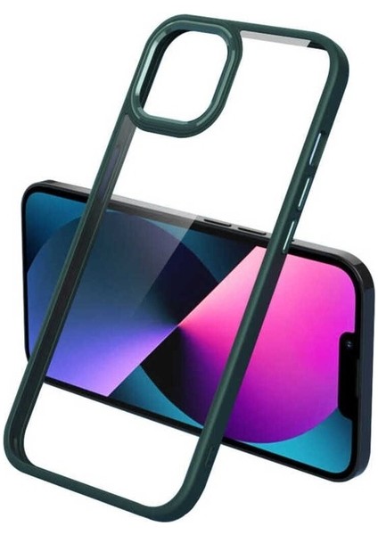 Apple iPhone 12 Pro Max Uyumlu Kılıf Zore Krom Kapak, Koyu Yeşil