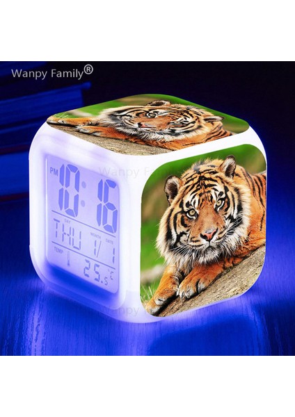 Altın Kaplan 7 Renk Parlayan LED Dijital Alarmlı Saat Saat Çocuklar Hediyeler Ev Dekor Dokunmatik Algılama Uyandırma Zamanlayıcısı Taşınabilir Masa Saati Müzik ile (Yurt Dışından) fiyatları