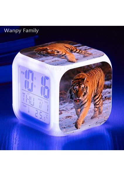 Altın Kaplan 7 Renk Parlayan LED Dijital Alarmlı Saat Saat Çocuklar Hediyeler Ev Dekor Dokunmatik Algılama Uyandırma Zamanlayıcısı Taşınabilir Masa Saati Müzik ile (Yurt Dışından) modelleri