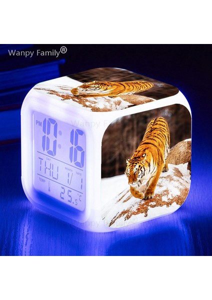 Altın Kaplan 7 Renk Parlayan LED Dijital Alarmlı Saat Saat Çocuklar Hediyeler Ev Dekor Dokunmatik Algılama Uyandırma Zamanlayıcısı Taşınabilir Masa Saati Müzik ile (Yurt Dışından) fırsatları