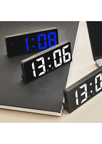 Stil 7 Alarm Modu Sıcaklık Gece Masaüstü Sesli Dijital Saat Erteleme Saatleri Fonksiyon Rahatsız Etme Önleyici Kontrol Masası (Yurt Dışından)