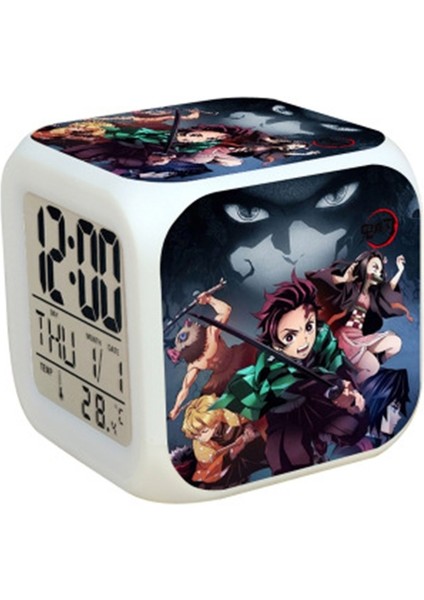 NZ009 Anime Oyuncaklar LED Dokunmatik Çok Fonksiyonlu Karikatür Çalar Saat Yedi Renkli Gece Izle LED Saat Hayranları Çocuk Çocuk Hediye (Yurt Dışından)