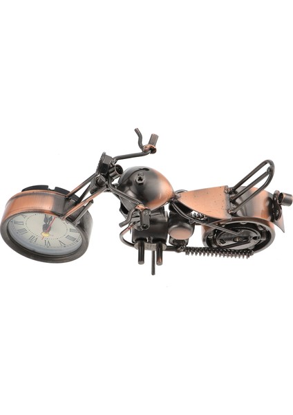 Kahve 220X3X12 cm Saat Motosiklet Alarmı Metal Model Masası Demir Heykel Çocuk Masa Raf Başucu Dekor Ev Yenilik Motosiklet Dekoratif Retro (Yurt Dışından)
