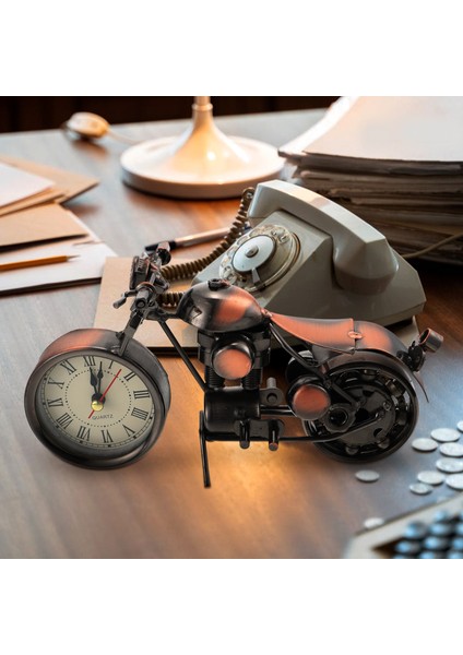 Kahve 220X3X12 cm Saat Motosiklet Alarmı Metal Model Masası Demir Heykel Çocuk Masa Raf Başucu Dekor Ev Yenilik Motosiklet Dekoratif Retro (Yurt Dışından) modelleri
