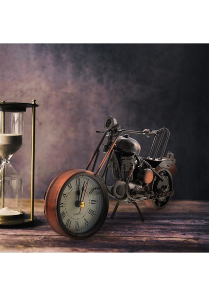 Kahve 220X3X12 cm Saat Motosiklet Alarmı Metal Model Masası Demir Heykel Çocuk Masa Raf Başucu Dekor Ev Yenilik Motosiklet Dekoratif Retro (Yurt Dışından) fırsatları