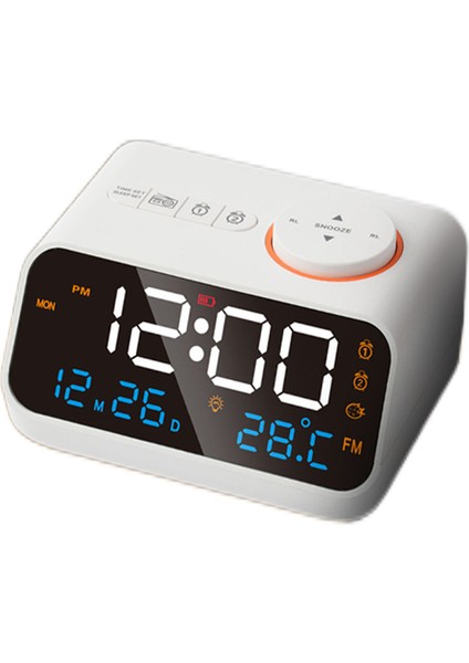 Beyaz LED Dijital Çalar Saat Fm Radyo Karartma Erteleme Fonksiyonu ile Şarj Edilebilir Sıcaklık Nem Ölçer (Yurt Dışından)