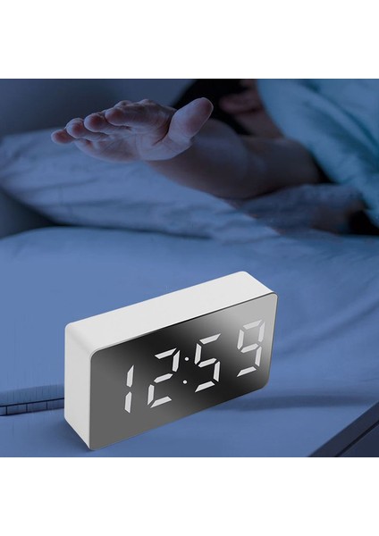 Beyaz Yeşil Işık Hediyeler Alarm Ev Çocuk Ekran Işığı Erteleme Dijital Çok Fonksiyonlu Masaüstü Komodin Ayna Zaman Masa Dekoru Saat LED (Yurt Dışından)