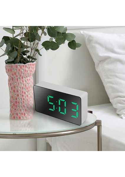 Beyaz Yeşil Işık Hediyeler Alarm Ev Çocuk Ekran Işığı Erteleme Dijital Çok Fonksiyonlu Masaüstü Komodin Ayna Zaman Masa Dekoru Saat LED (Yurt Dışından)