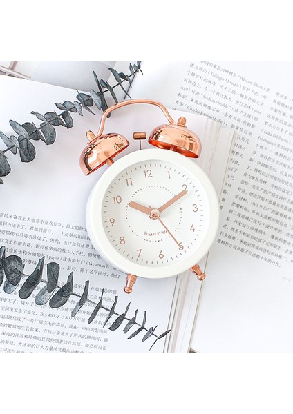 D Basit Metal Işık Lüks Çan Gül Altın Yaratıcı Dilsiz Başucu Kız Öğrenci Japon Kore Çalar Saat Masa Saati (Yurt Dışından)
