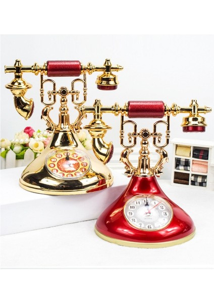 Altın Retro Telefon Modeli Çalar Saat Yaratıcı Zaman Tutucu Masaüstü Süsleme Ev Çocuk Odası Başucu Masa Dekorasyon (Yurt Dışından) fırsatları