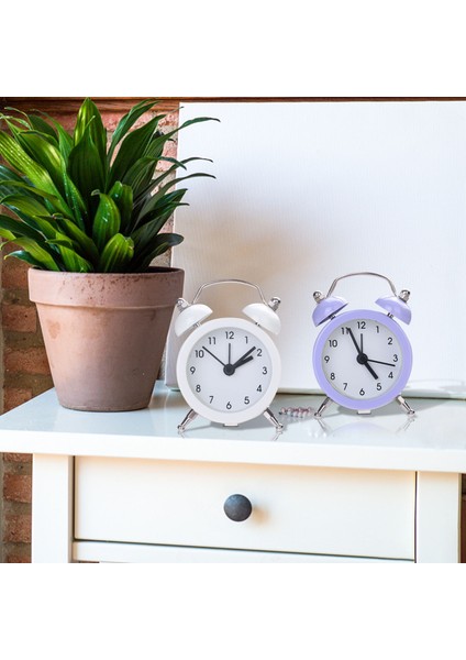 Beyaz Wh Ikiz Çan Çalar Saat Yüksek Sesli Alarm Ağır Uyuyanlar Için Harika Şık Pille Çalışan Yatak Odası ve Ev Dekorasyonu Için (Yurt Dışından)