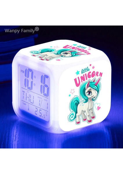 Koyu Gri 7 Renk Değiştiren Unicorn LED Dijital Çalar Saat Erkek Kız Hediyeleri Çocuk Odası Dokunmatik Algılama Uyanma Zamanlayıcısı Taşınabilir Masa Saati (Yurt Dışından)