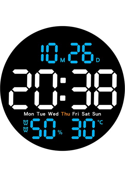 Uzaktan Kumandalı Mavi LED Duvar Saati 10 '' Yuvarlak Otomatik Karartma 10 Seviye Parlaklık Dijital Alarmlı Saat Saat Ev Aksesuarları Dekorasyon (Yurt Dışından)