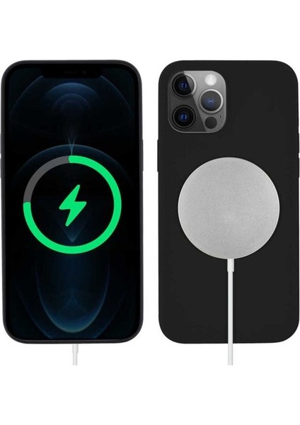 Apple iPhone 12 Pro Max Uyumlu Kılıf Zore Silksafe Wireless Kapak, Siyah