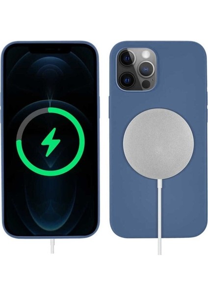 Apple iPhone 12 Pro Max Uyumlu Kılıf Zore Silksafe Wireless Kapak, Mavi