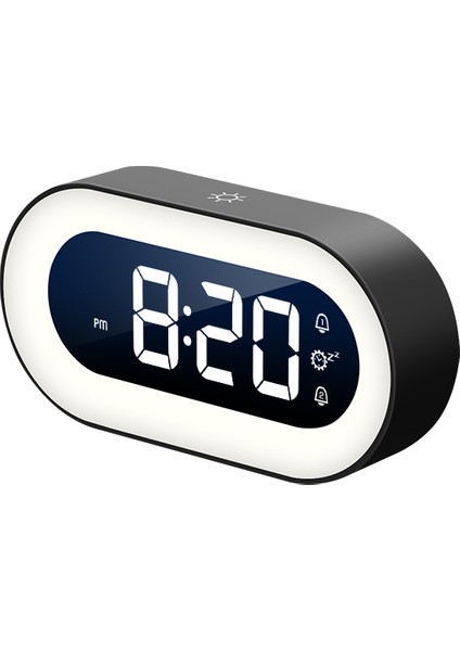 Siyah Müzik LED Dijital Alarmlı Saat Saat Ses Kontrolü Gece Lambası Tasarım Masaüstü Saatleri Ev Masa Dekorasyonu Dahili 1200 Mah Pil (Yurt Dışından)