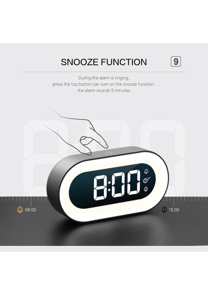 Siyah Müzik LED Dijital Alarmlı Saat Saat Ses Kontrolü Gece Lambası Tasarım Masaüstü Saatleri Ev Masa Dekorasyonu Dahili 1200 Mah Pil (Yurt Dışından)