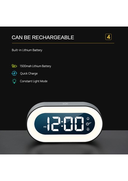 Siyah Müzik LED Dijital Alarmlı Saat Saat Ses Kontrolü Gece Lambası Tasarım Masaüstü Saatleri Ev Masa Dekorasyonu Dahili 1200 Mah Pil (Yurt Dışından)