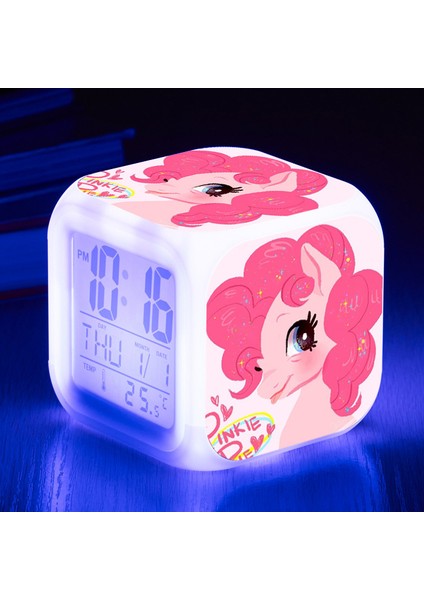 Açık Sarı Unicorn Çalar Saat LED Büyük Ekran Dijital Saat Çocuklara Hediye Masaüstü 7 Renk Parlayan Çok Fonksiyonlu Çalar Saat (Yurt Dışından)