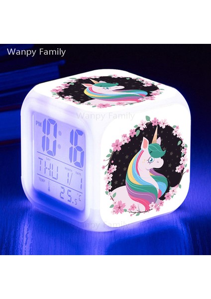 Açık Sarı Unicorn Çalar Saat LED Büyük Ekran Dijital Saat Çocuklara Hediye Masaüstü 7 Renk Parlayan Çok Fonksiyonlu Çalar Saat (Yurt Dışından) modelleri