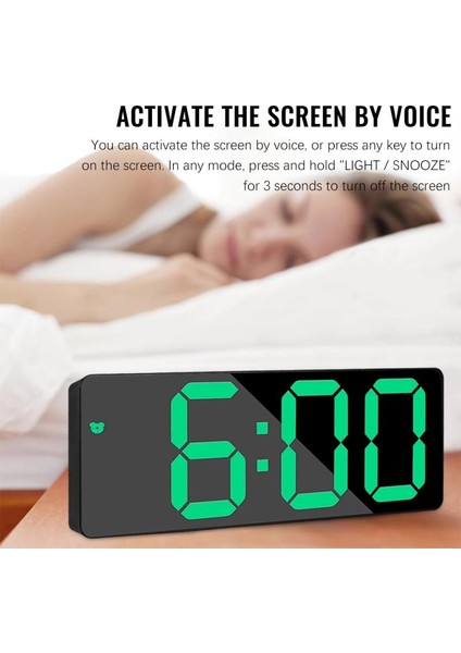 Açık Yeşil Çok Fonksiyonlu Dijital Çalar Saat Ayna LED Gece Işıkları Dijital Alarm Erteleme Ekran Zaman Tablosu Masaüstü Saat Lambası Ev Dekor (Yurt Dışından)