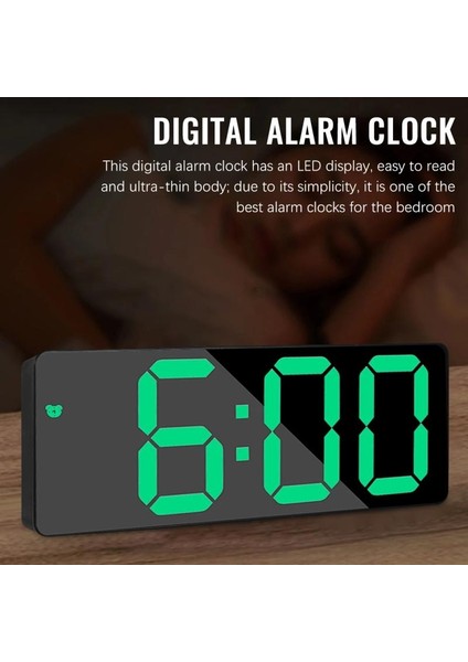 Açık Yeşil Çok Fonksiyonlu Dijital Çalar Saat Ayna LED Gece Işıkları Dijital Alarm Erteleme Ekran Zaman Tablosu Masaüstü Saat Lambası Ev Dekor (Yurt Dışından)