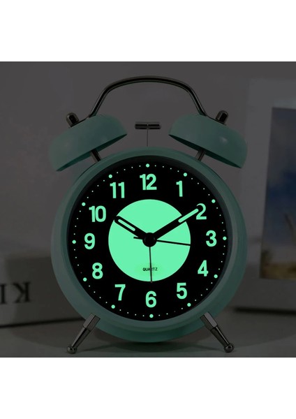 10X5.5X16CM Sessiz Tik Tak Etmeyen Analog Kuvars 4 Inç Pil ile Çalışan Çift Zilli Yüksek Sesli Çalar Saat Yatak Odası Için Arka Aydınlatmalı (Yurt Dışından)