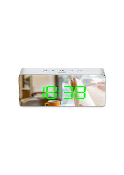 Hiçbir Projeksiyon-C1 LED Dijital Çalar Saat Projeksiyon Sıcaklık ve Nem Ayna Saat Çok Fonksiyonlu Başucu Zaman Göstergesi (Yurt Dışından)