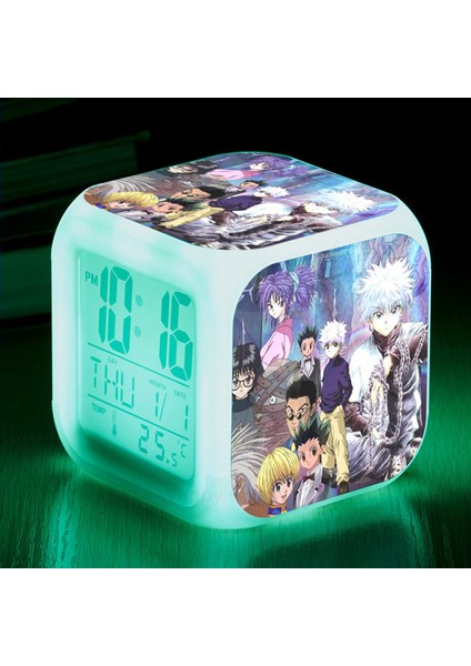 Beyaz Trend Japon Anime Hunter x Hunter Çalar Saat Renkli Aydınlatmalı Çok Işlevli Dijital Çalar Saat Çocuk Doğum Günü Hediyeleri (Yurt Dışından)