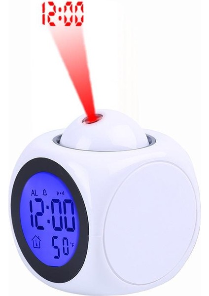 Stil A LED Dijital Saat Taşınabilir Projeksiyon Saati Ingilizce Sesli Zaman Söyleyen Sıcaklık Göstergesi Erteleme Alarmı Masaüstü Çalar Saat (Yurt Dışından)