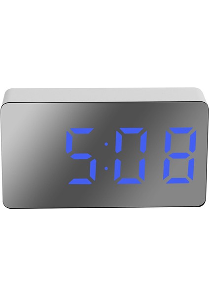 Mavi LED Dijital Ayna Çalar Saat Mini Saat Çok Fonksiyonlu Erteleme Ekran Zaman Gece LCD Işık Gece Modu Masaüstü Masa Saati (Yurt Dışından)
