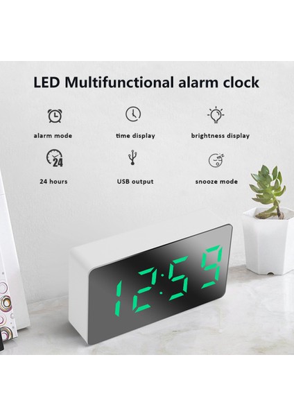 Mavi LED Dijital Ayna Çalar Saat Mini Saat Çok Fonksiyonlu Erteleme Ekran Zaman Gece LCD Işık Gece Modu Masaüstü Masa Saati (Yurt Dışından) fiyatları