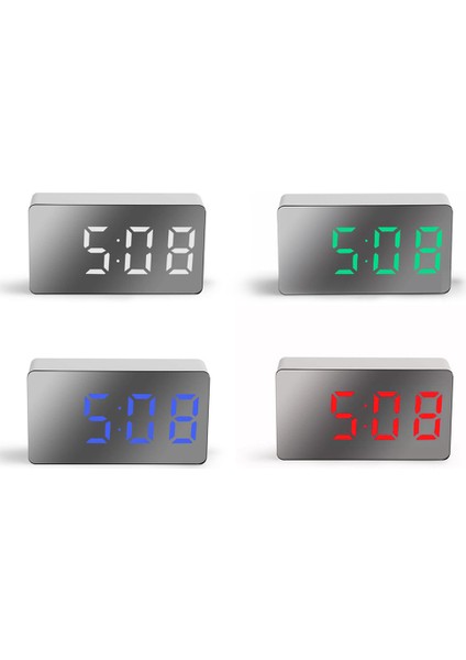 Kırmızı LED Dijital Aynalı Alarm Saati Mini Saat Çok Işlevli Erteleme Ekranı Zaman Gece LCD Işık Gece Modu Masaüstü Masa Saati (Yurt Dışından) fırsatları