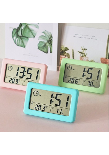 Siyah Dijital Çalar Saat Masaüstü Sıcaklık LCD Dijital Termometre Masaüstü Higrometre Ev Için Pille Çalışan Zaman Tarih Takvimi (Yurt Dışından)