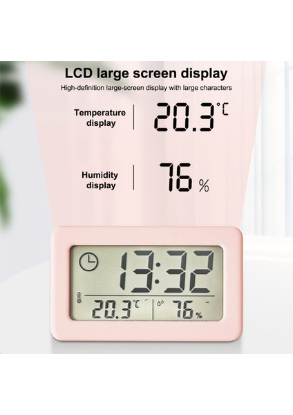 Siyah Dijital Çalar Saat Masaüstü Sıcaklık LCD Dijital Termometre Masaüstü Higrometre Ev Için Pille Çalışan Zaman Tarih Takvimi (Yurt Dışından)