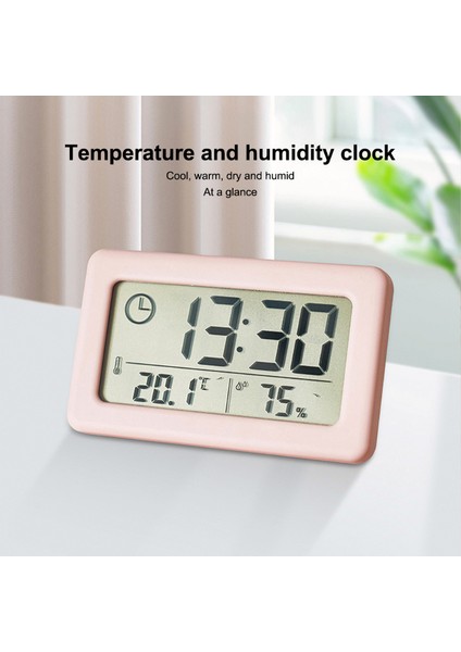 Siyah Dijital Çalar Saat Masaüstü Sıcaklık LCD Dijital Termometre Masaüstü Higrometre Ev Için Pille Çalışan Zaman Tarih Takvimi (Yurt Dışından)