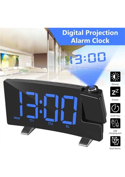 Siyah Yeşil Çok Fonksiyonlu Projeksiyon Fm Radyo Çalar Saat Dijital Saat USB Şarj ile Yatak Odası Saat Duvar Ev Dekor (Yurt Dışından) modelleri