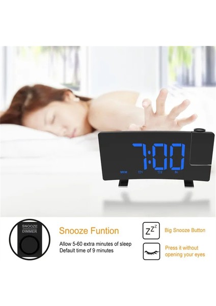 Siyah Yeşil Çok Fonksiyonlu Projeksiyon Fm Radyo Çalar Saat Dijital Saat USB Şarj ile Yatak Odası Saat Duvar Ev Dekor (Yurt Dışından) indirimleri
