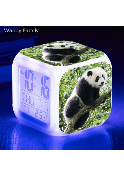 Derin Mavi Çok Şirin Panda LED Çalar Saat Çocuk Odası Dokunmatik Uyanma Zamanlayıcısı Öğrenci Odası Ruh Haliyle Taşınabilir Masa Saatiışık (Yurt Dışından)