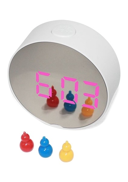 Yuvarlak Kırmızı Dijital Aynalı LED Çalar Saat Gece Işıkları Termometre Duvar Saati Lamba Kare Dikdörtgen Çok Işlevli Masa Saatleri Mini Alarm (Yurt Dışından)