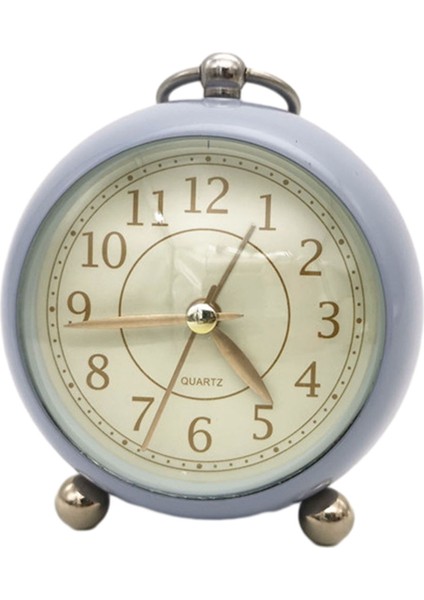 D Vintage Çalar Saat 11*11*7 cm Metal 3.5 Inç Masa Saati Asılı Halka Başucu Çalar Saat Basit Stil Gece Işığı ile Sessiz (Yurt Dışından)