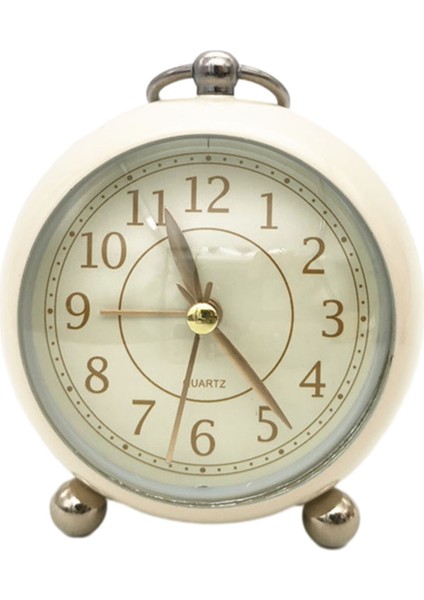 D Vintage Çalar Saat 11*11*7 cm Metal 3.5 Inç Masa Saati Asılı Halka Başucu Çalar Saat Basit Stil Gece Işığı ile Sessiz (Yurt Dışından)