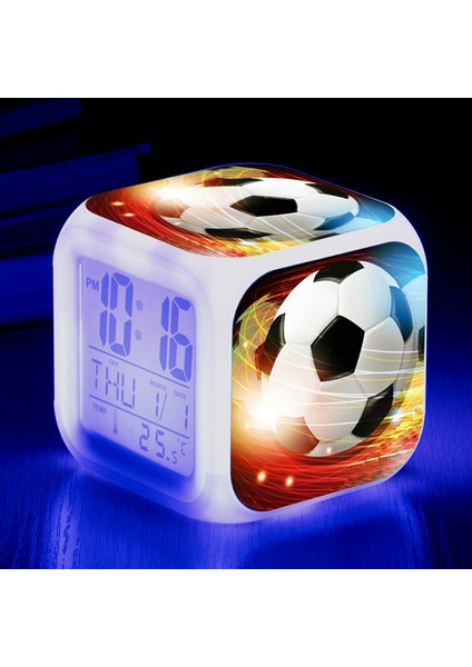 Turuncu Lig Futbol Maçı 7 Renk Değiştiren LED Dijital Çalar Saat Çocuk Oyuncakları Hediyeler Çocuk Odası Uyanma Zamanlayıcısı Taşınabilir Masa Saati (Yurt Dışından)