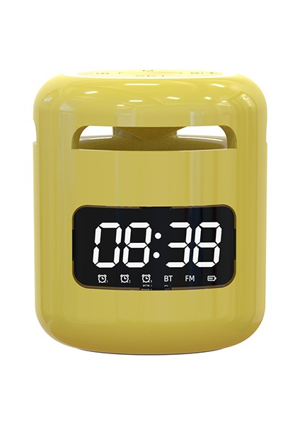 Sarı Bluetooth Hoparlör Çalar Saat Hepsi Bir Arada Küçük Hd Ses Fm Radyo Çalar Taşınabilir Sıcaklık Saati Sessiz Öğrenci Alarmıcl (Yurt Dışından)