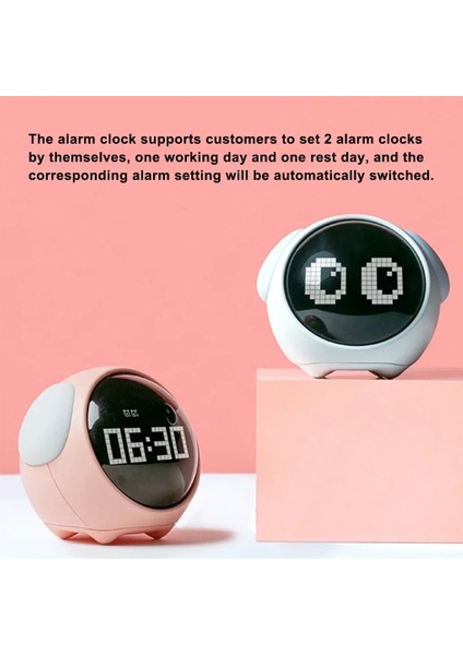 Pinkemoticon Saat Kontrolü Gece Çocuk Ifadesi Ses Dijital Karikatür Işık Başucu Alarmı Erteleme (Yurt Dışından) fiyatları